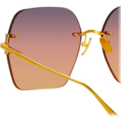 Linda Farrow - Carina Oversized Sunglasses in Yellow Gold - LFL1395C1SUN - Eyewear - Avvenice