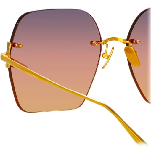 Linda Farrow - Carina Oversized Sunglasses in Yellow Gold - LFL1395C1SUN - Eyewear - Avvenice
