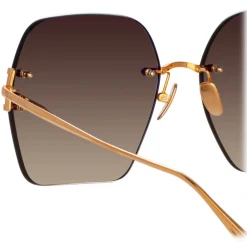 Linda Farrow - Carina Oversized Sunglasses in Rose Gold Mocha - LFL1395C3SUN - Eyewear - Avvenice^ Sunglasses