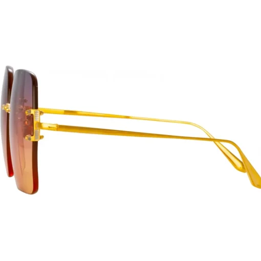 Linda Farrow - Carina Oversized Sunglasses in Yellow Gold - LFL1395C1SUN - Eyewear - Avvenice
