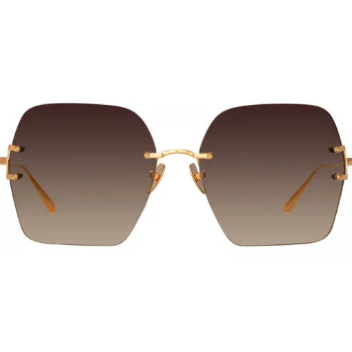 Linda Farrow - Carina Oversized Sunglasses in Rose Gold Mocha - LFL1395C3SUN - Eyewear - Avvenice^ Sunglasses