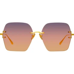 Linda Farrow - Carina Oversized Sunglasses in Yellow Gold - LFL1395C1SUN - Eyewear - Avvenice