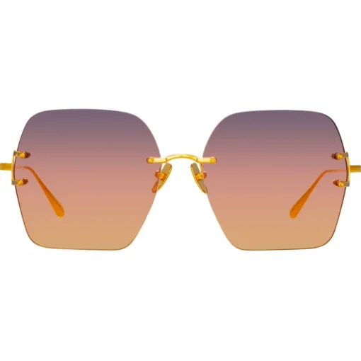 Linda Farrow - Carina Oversized Sunglasses in Yellow Gold - LFL1395C1SUN - Eyewear - Avvenice