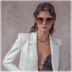 Linda Farrow - Carina Oversized Sunglasses in Rose Gold Mocha - LFL1395C3SUN - Eyewear - Avvenice^ Sunglasses