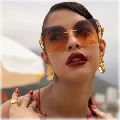 Linda Farrow - Carina Oversized Sunglasses in Yellow Gold - LFL1395C1SUN - Eyewear - Avvenice
