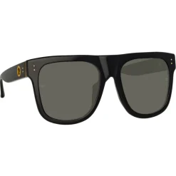 Linda Farrow - Carolina Flat Top Sunglasses in Black - LFL1250C1SUN - Eyewear - Avvenice