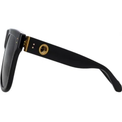 Linda Farrow - Carolina Flat Top Sunglasses in Black - LFL1250C1SUN - Eyewear - Avvenice