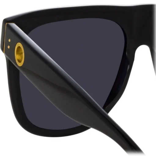 Linda Farrow - Carolina Flat Top Sunglasses in Black - LFL1250C1SUN - Eyewear - Avvenice
