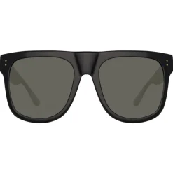 Linda Farrow - Carolina Flat Top Sunglasses in Black - LFL1250C1SUN - Eyewear - Avvenice