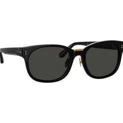 Linda Farrow - Cedric A Rectangular Sunglasses in Black and Grey - LFL1275AC9SUN - Eyewear - Avvenice^ Sunglasses