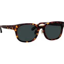 Linda Farrow - Cedric A Rectangular Sunglasses in Tortoiseshell - LFL1275AC10SUN - Eyewear - Avvenice