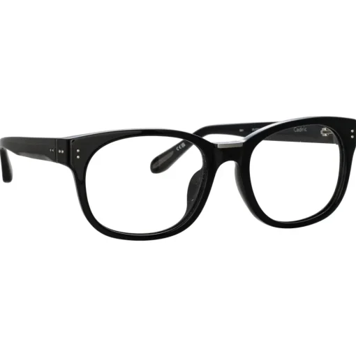 Linda Farrow - Cedric Rectangular Optical Frames in Black and Nickel - LFL1275C10OPT - Eyewear - Avvenice