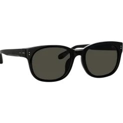 Linda Farrow - Cedric Rectangular Sunglasses in Black and Nickel - LFL1275C11SUN - Eyewear - Avvenice^ Sunglasses