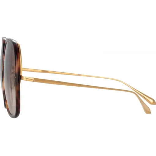 Linda Farrow - Celia Oversized Sunglasses in Tortoiseshell Yellow Gold - LFL1405C2SUN - Eyewear - Avvenice