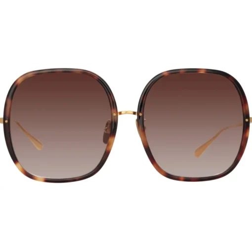 Linda Farrow - Celia Oversized Sunglasses in Tortoiseshell Yellow Gold - LFL1405C2SUN - Eyewear - Avvenice