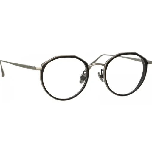 Linda Farrow - Cesar Angular Optical Glasses in White Gold Black - LFL1225C2OPT - Eyewear - Avvenice