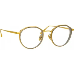 Linda Farrow - Cesar Angular Optical Glasses in Yellow Gold White Gold - LFL1225C4OPT - Eyewear - Avvenice