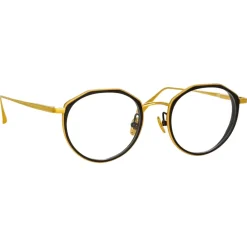 Linda Farrow - Cesar Angular Optical Glasses in Yellow Gold Black - LFL1225C1OPT - Eyewear - Avvenice^ Sunglasses
