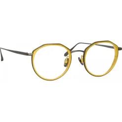 Linda Farrow - Cesar Angular Optical Glasses in Nickel Yellow Gold - LFL1225C5OPT - Eyewear - Avvenice^ Sunglasses