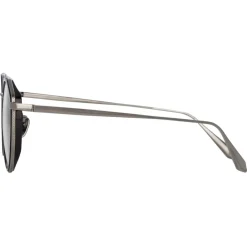 Linda Farrow - Cesar Angular Optical Glasses in White Gold Black - LFL1225C2OPT - Eyewear - Avvenice