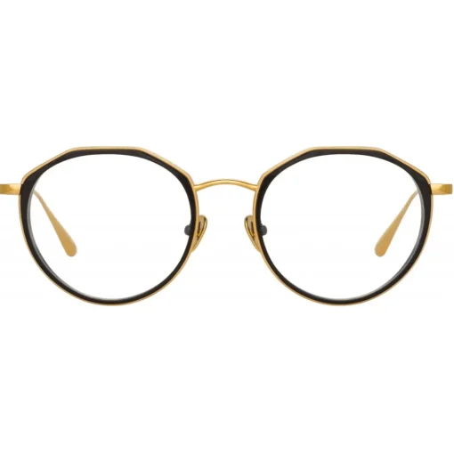 Linda Farrow - Cesar Angular Optical Glasses in Yellow Gold Black - LFL1225C1OPT - Eyewear - Avvenice^ Sunglasses