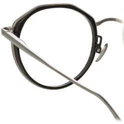 Linda Farrow - Cesar Angular Optical Glasses in White Gold Black - LFL1225C2OPT - Eyewear - Avvenice