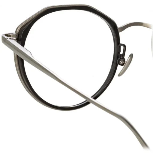 Linda Farrow - Cesar Angular Optical Glasses in White Gold Black - LFL1225C2OPT - Eyewear - Avvenice
