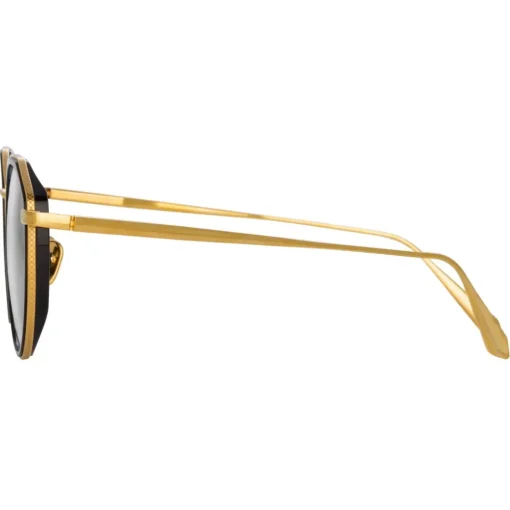 Linda Farrow - Cesar Angular Optical Glasses in Yellow Gold Black - LFL1225C1OPT - Eyewear - Avvenice^ Sunglasses