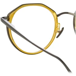 Linda Farrow - Cesar Angular Optical Glasses in Nickel Yellow Gold - LFL1225C5OPT - Eyewear - Avvenice^ Sunglasses