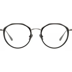 Linda Farrow - Cesar Angular Optical Glasses in White Gold Black - LFL1225C2OPT - Eyewear - Avvenice