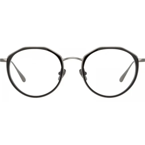 Linda Farrow - Cesar Angular Optical Glasses in White Gold Black - LFL1225C2OPT - Eyewear - Avvenice