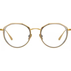 Linda Farrow - Cesar Angular Optical Glasses in Yellow Gold White Gold - LFL1225C4OPT - Eyewear - Avvenice
