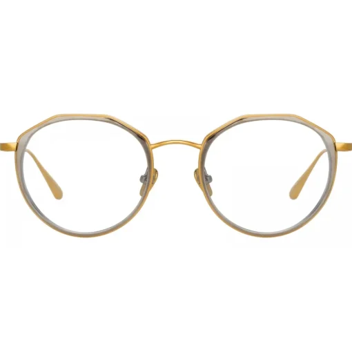 Linda Farrow - Cesar Angular Optical Glasses in Yellow Gold White Gold - LFL1225C4OPT - Eyewear - Avvenice