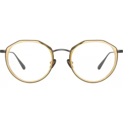 Linda Farrow - Cesar Angular Optical Glasses in Nickel Yellow Gold - LFL1225C5OPT - Eyewear - Avvenice^ Sunglasses