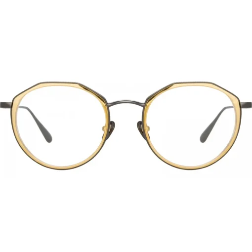 Linda Farrow - Cesar Angular Optical Glasses in Nickel Yellow Gold - LFL1225C5OPT - Eyewear - Avvenice^ Sunglasses