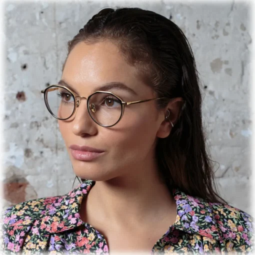 Linda Farrow - Cesar Angular Optical Glasses in Yellow Gold Black - LFL1225C1OPT - Eyewear - Avvenice^ Sunglasses