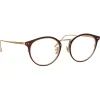 Linda Farrow - Cooper Oval Optical Glasses in Brown Light Gold (C6) - LFL1051C6OPT - Eyewear - Avvenice^ Sunglasses