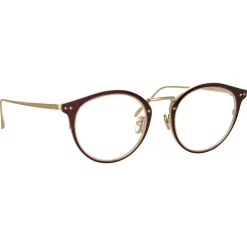Linda Farrow - Cooper Oval Optical Glasses in Brown Light Gold (C6) - LFL1051C6OPT - Eyewear - Avvenice^ Sunglasses