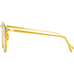 Linda Farrow - Cooper Oval Optical Glasses in Black Yellow Gold - LFL1051C4OPT - Eyewear - Avvenice^ Sunglasses