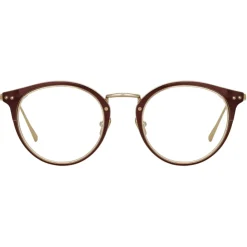 Linda Farrow - Cooper Oval Optical Glasses in Brown Light Gold (C6) - LFL1051C6OPT - Eyewear - Avvenice^ Sunglasses