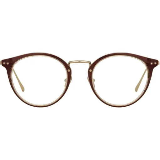 Linda Farrow - Cooper Oval Optical Glasses in Brown Light Gold (C6) - LFL1051C6OPT - Eyewear - Avvenice^ Sunglasses