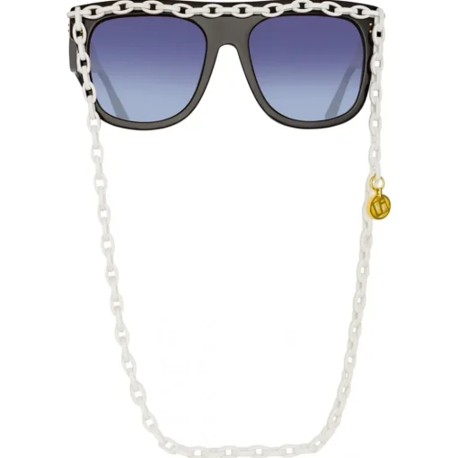 Linda Farrow - Dakota Flat Top Sunglasses in Black Gray - LFL1304C2SUN - Eyewear - Avvenice