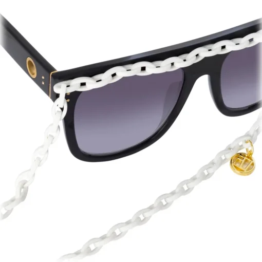 Linda Farrow - Dakota Flat Top Sunglasses in Black Gray - LFL1304C2SUN - Eyewear - Avvenice