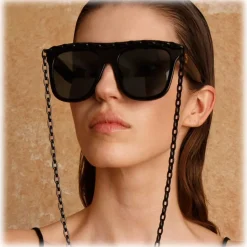 Linda Farrow - Dakota Flat Top Sunglasses in Black Gray - LFL1304C2SUN - Eyewear - Avvenice