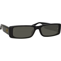 Linda Farrow - Dania Rectangular Sunglasses in Black - LFL1201C1SUN - Eyewear - Avvenice^ Sunglasses