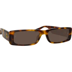 Linda Farrow - Dania Rectangular Sunglasses in Tortoiseshell - LFL1201C2SUN - Eyewear - Avvenice