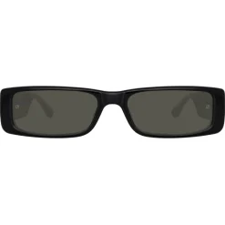 Linda Farrow - Dania Rectangular Sunglasses in Black - LFL1201C1SUN - Eyewear - Avvenice^ Sunglasses