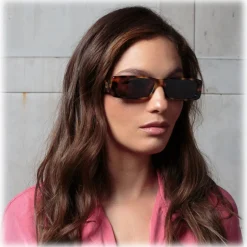 Linda Farrow - Dania Rectangular Sunglasses in Tortoiseshell - LFL1201C2SUN - Eyewear - Avvenice
