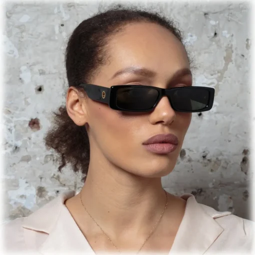 Linda Farrow - Dania Rectangular Sunglasses in Black - LFL1201C1SUN - Eyewear - Avvenice^ Sunglasses