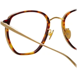 Linda Farrow - Danilo Angular Optical Glasses in Light Gold - LFL1246C2OPT - Eyewear - Avvenice^ Sunglasses